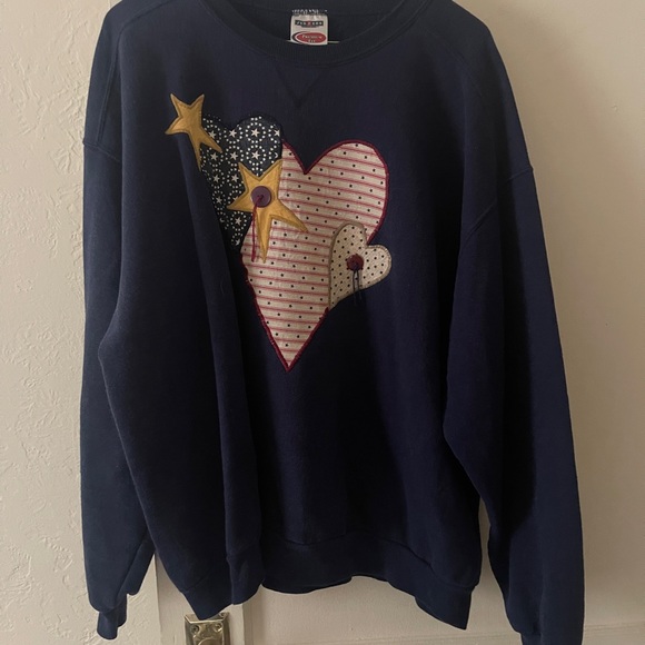 Jerzees Sweaters - Vintage Americana 90s Appliqué Sweatshirt #90sfashion #vintage #patriotic sizeXL